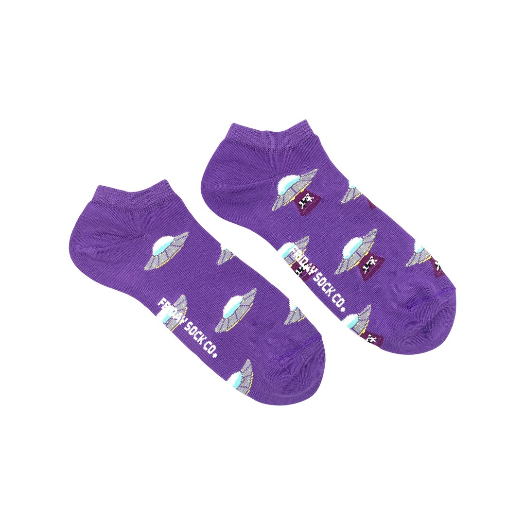 Men's Ankle Socks Cow & UFO Friday Sock Co Mismatched Socks Alien Socks Space Lover Funny Socks
