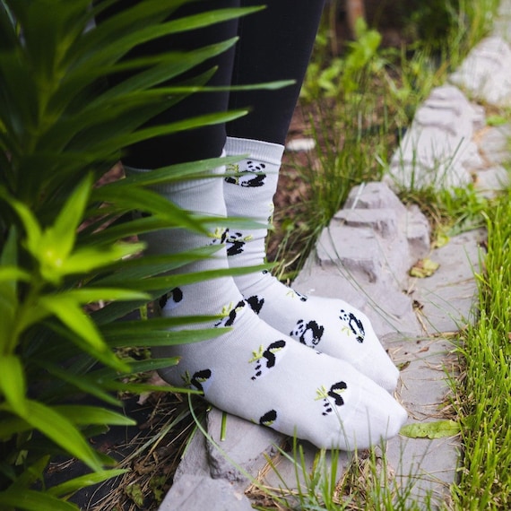 Women's Socks | Panda & Bamboo | Friday Sock Co Mismatched Socks | Bear Socks | Zoo Socks | Panda Gift | Cute Socks | Animal Socks | Fun