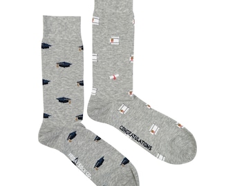 Men's Socks | Graduation Socks | Friday Sock Co Mismatched Socks | Graduation Cap | Diploma | Milestone | Celebration Socks | School | Class