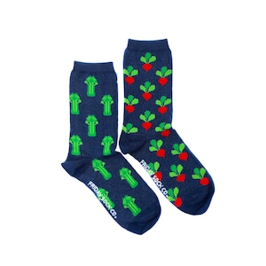 Women’s Socks | Celery & Radish | Friday Sock Co Mismatched Socks | Veggie Socks | Garden Socks | Veg Socks | Vegetable Socks | Gift Idea