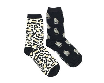 Chaussettes pour femmes | Léopard | Imprimé léopard | Chaussettes du vendredi Chaussettes dépareillées | Chaussettes pour animaux | Chaussettes Safari | Chaussettes Big Cat | Chaussettes sauvages | Zoo