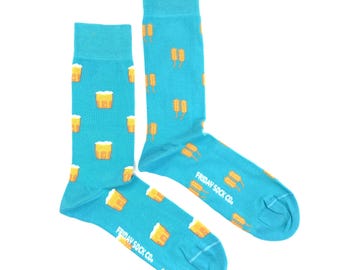 Men's Socks | Beer & Wheat | Friday Sock Co. Mismatched Socks | Craft Beer Lover | Beer Gift | Alcohol Socks | Groom Socks | Best Man Socks