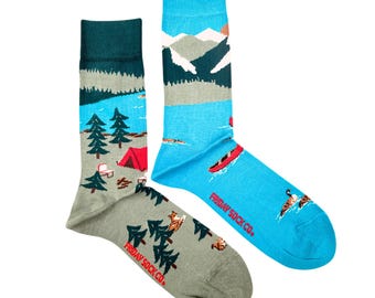 Men's Canada Mountain Scene Socks | Purposely Mismatched | Great Gift