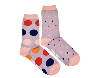 Women's Purple Polka Dot Socks | Purposely Mismatched | Great Gift