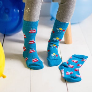 Kid's Socks Happy Birthday Friday Sock Co Mismatched Socks Organic Cotton Kid's Birthday Birthday Socks Birthday Party Gift image 2