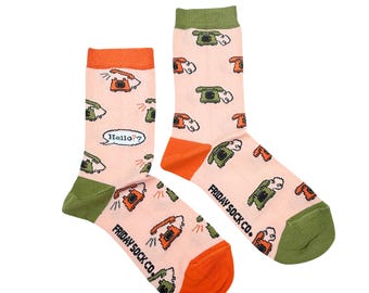 Women's Vintage Phone Socks | Purposely Mismatched | Great Gift