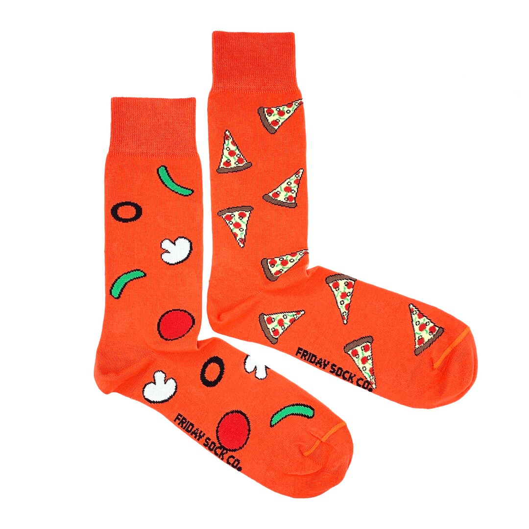 Men's Socks Pizza Socks Friday Sock Co. Mismatched Socks Pizza Lover