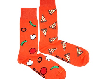 Men's Socks | Pizza Socks | Friday Sock Co. Mismatched Socks | Pizza Lover Gift | Cheese Socks | Pizza Toppings | Takeout Socks | Food Socks