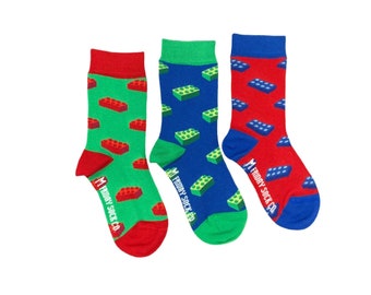 Kid's Socks | Building Blocks | Friday Sock Co Mismatched Socks | Organic Cotton | Boys Socks | Kid's Toys | Block Toys | Children Socks