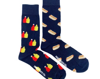 Men's Socks | Hotdogs & Condiments | Friday Sock Co Mismatched Socks | BBQ Socks | Ketchup Socks | Mustard Socks | Summer Socks | Food Socks