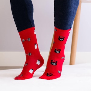 Women&#39;s Socks | Gym | Friday Sock Co Mismatched Socks | Weights | Fitness | Workout Socks | Exercise Socks | Gym Socks | Dumbbell | Sport
