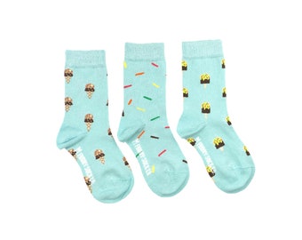 Kid's Socks | Ice Cream, Popsicle, & Sprinkle | Friday Sock Co Mismatched Socks | Organic Cotton | Food Socks | Kids Summer Socks | Kid Gift