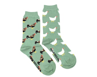 Women&#39;s Socks | Chicken & Rooster | Friday Sock Co Mismatched Socks | Farm Bird | Chicken Gift | Country Socks | Farm Socks | Egg Socks