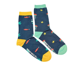 Women's Jellyfish & Fish Socks | Purposely Mismatched | Great Gift