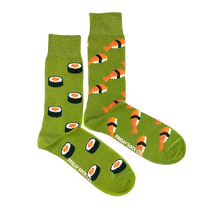 Men's Sock | Green Sushi | Friday Sock Co. Mismatched Socks | Sashimi Socks | Maki Roll Socks | Food Socks | Salmon Roll Socks | Funky Socks