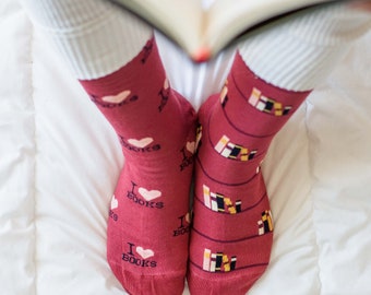 I Love Books Socks | Friday Sock Co Mismatched Socks | Reading Socks | Cute Socks | Fun Socks | Gift Ideas | Library Socks