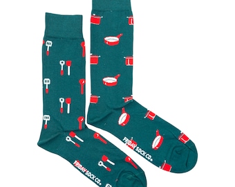 Men's Socks | Spatula & Pot | Friday Sock Co. Mismatched Socks | Cooking Socks | Kitchen Socks | Chef Socks | Gifts for Chef | Culinary Sock