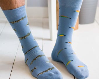 Men&#39;s Socks | Fish & Lures | Friday Sock Co. Mismatched Socks | Dad Socks | Fishing Socks | Fishing Gift | Fisherman Gift | Fathers Day Gift