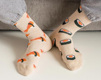 Sushi Socks | Sushi Lover | Mens Socks | Friday Socks| Fun Mismatched Socks | Foodie Gifts | Premium Socks