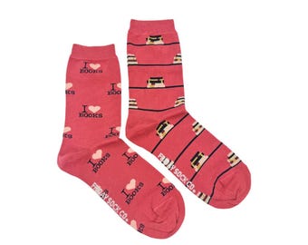 Women's Book Lover Socks | Purposely Mismatched | Great Gift