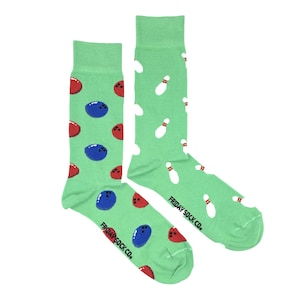 Men&#39;s Socks | Bowling | Friday Sock Co. Mismatched Socks | Bowling Alley Socks | Gift For Bowler | Bowling Ball | Sports Socks | Dad Socks