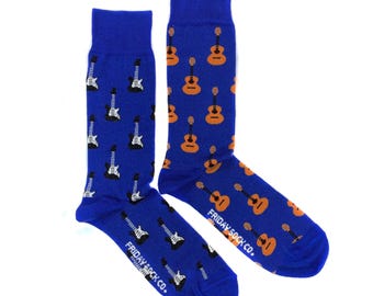 Men&#39;s Socks | Guitars | Friday Sock Co. Mismatched Socks | Music Socks | Musician Socks | Rock Socks | Acoustic Guitar | Electric Guitar