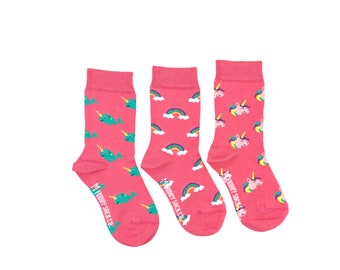 Kid's Socks |  Unicorn Narwhal Rainbow | Friday Sock Co Mismatched Socks | Organic Cotton | Kids Fairytale Socks | Cute Kids Socks | Unicorn