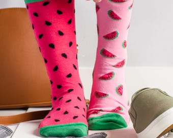 Women’s Socks | Watermelon | Mismatched Socks | Summer Socks | Picnic Socks | Fruit Socks | Fun Summer Gift | Party Socks | Bright Socks