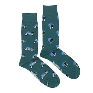 Men&#39;s Socks | Motorcycle | Friday Sock Co. Mismatched Socks | Motorcycle Helmet Socks | Biker Socks | Motorbike Socks | Crazy Socks | Gift