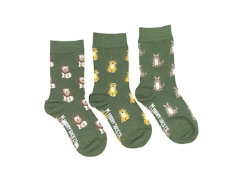 Kid's Socks | Lion, Tiger, & Cheetah | Friday Sock Co Mismatched Socks | Organic Cotton | Safari Socks | Kids Animal Socks | Big Cat Socks