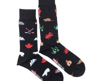 Men's Socks | Canada Icons Socks | Friday Sock Co Mismatched Socks | Fun Socks for Men | Premium Socks