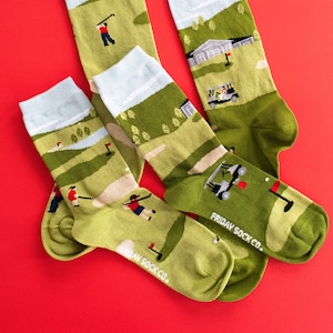 Women’s Socks | Golf Scene | Friday Sock Co Mismatched Socks | Golf Course | Golf Gifts for Women | Golfer | Golfing | Fun Socks