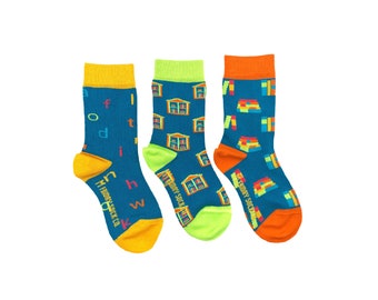 Kid's Socks | Calgary Reads Library | Friday Sock Co Mismatched Socks | Organic Cotton | Fun Socks | Reading Sock | Crazy Socks | Book Socks