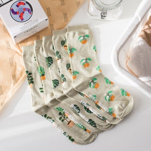 Plant Socks for Ladies Houseplant Socks Friday Sock Co. Mismatched Socks Egyptian Cotton Gift Set for Plant Parents Plant Lovers image 2