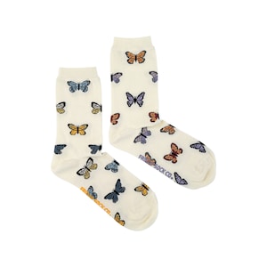 Butterfly Socks For Women | Friday Sock Co Mismatched Socks | Monarch Butterfly | Garden | Nature | Whimsical Socks | Cute Socks