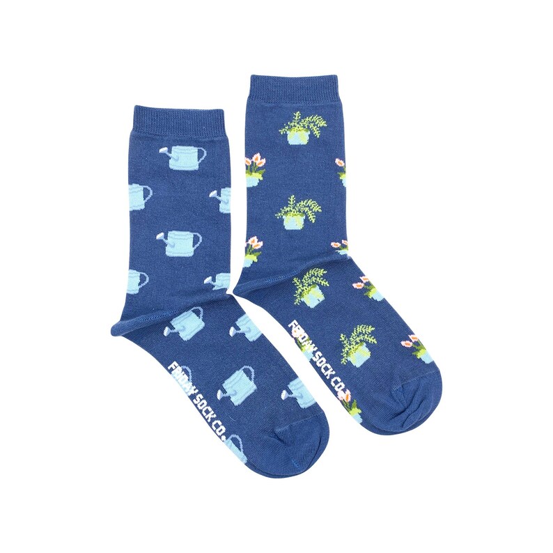 Women’s Socks | Plant & Watering Can | Friday Sock Co Mismatched Socks | Gardening Socks | Gift Idea | Cute Socks | Nature Socks | Fun Socks