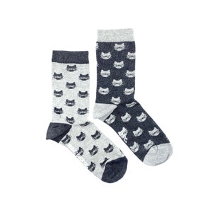 Cat Lover Gifts Cat Lover Socks Friday Sock Co Mismatched Socks Gifts for Crazy Cat People Grey Cat Socks Women's Socks image 1