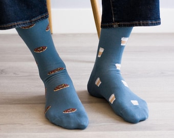 Men's Socks | Coffee & Donut | Friday Sock Co. Mismatched Socks | Minimalist | Coffee Lovers | Cafe Socks | Coffee Cup | Thoughtful Gift