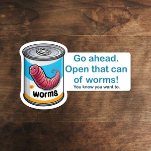 Can of Worms Vinyl Sticker: Quirky Laptop Decal