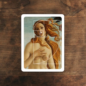 Birth of Venus Sticker: Golden Ratio Art, Laptop Decal