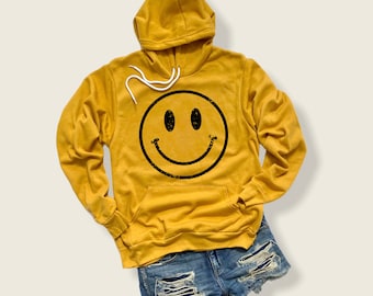 Smile Face Hoodie / Vintage Look Smile Face Kapuzenpullover / Vintage Look Smile Face Hoodie / Retro Smile Shirts / Smile Graphic Sweatshirt / Good Vibes