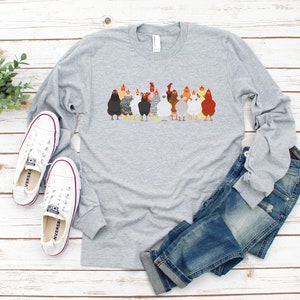 Chicken Shirt, Long Sleeved Chicken Shirt, Chicken Tee Shirt, Chicken t-shirt, Chicken lover gift, gift for chicken lover, Chickens