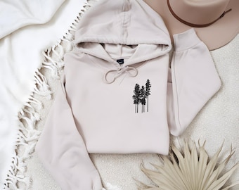Pine Tree Kapuzen-Sweatshirt, Berg Natur Liebhaber Hoodie, Wander Geschenke, Natur Drucke, Camping Hoodie, Natur Liebhaber, Natur Liebhaber Geschenk