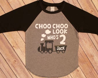 Birthday Shirt choo choo Look Who's Two second birthday train shirt choo choo two shirt train Birthday Kids Birthday Shirts