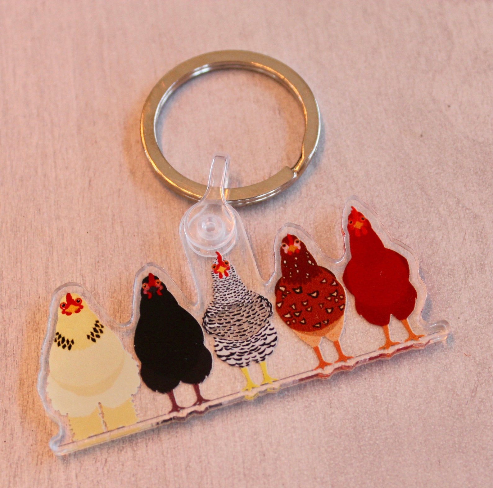 Chicken Keychain Keychain Chicken Key Chain of Chickens Etsy
