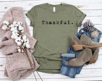 Thankful Shirt | Heather Olive Thanksgiving Tee