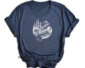 Mountain River Scene Shirt  Mountains Tee  Mountain Shirt  Mountain T  Mountain Shirts  Mountain Scene Tshirts