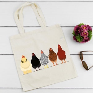 Chickens Tote Bag, Chicken Market Bag, Chicken Grocery Tote, Chicken bag, Chicken Lover Gift, Gift for Chicken Lover, Chicken Lover Gift