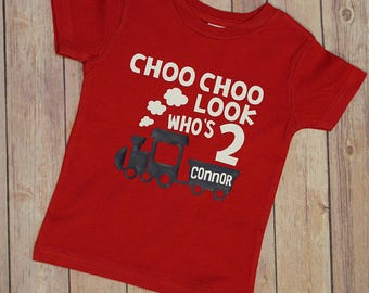 Birthday Shirt choo choo Look Who's Two second birthday train shirt choo choo two shirt train Birthday Kids Birthday Shirts,2nd Birthday