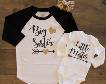 Big Sister Shirt / Little Mister Shirt / Little Mister / Sibling Shirts / New baby shirt / Sister Brother Shirts / Sister  and Brother Tees